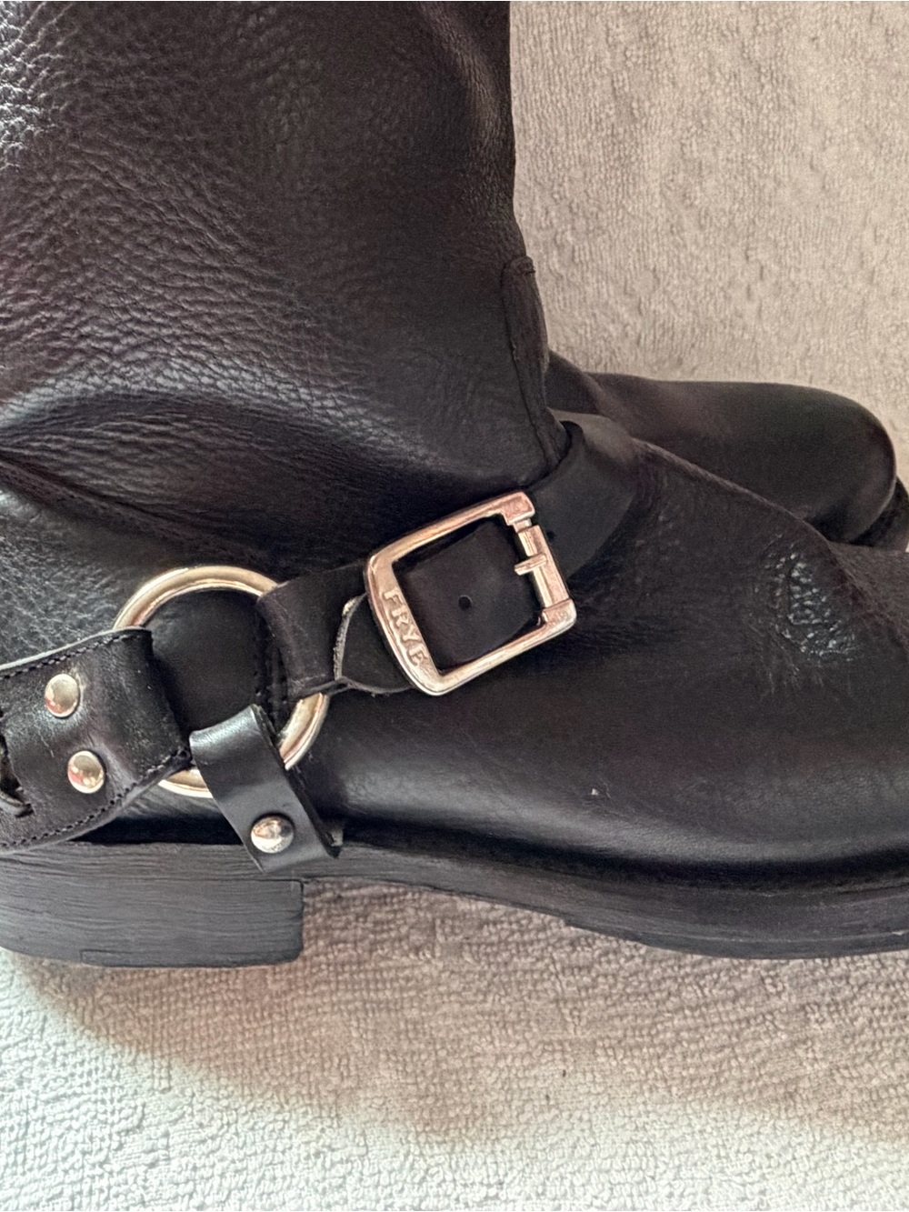 Frye Black Leather Harness Jenna Knee-High Boots - Picture 2 of 8